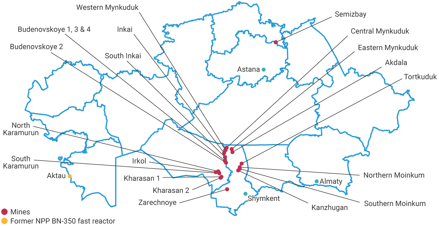 Uranium mines and former nuclear power plant in Kazakhstan